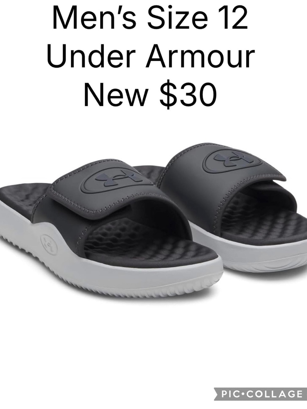Under Armour Black and White Men's Adjustable Slide Sandals size 12
